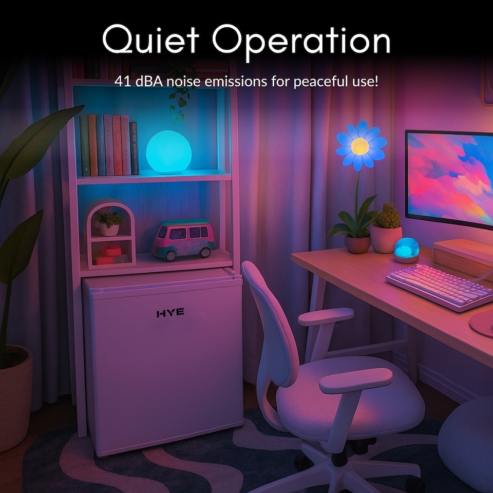 image 1 of HYE Mini Fridge 46 Litre Table Top Quiet Drinks Fridge - White RF01MBF46W23