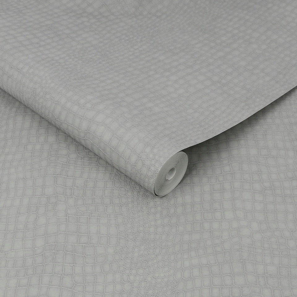 image 1 of Superfresco Easy Crocodile Grey Wallpaper | Grey | Grey | 10m Length x 52cm Width