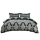 image 1 of Duvet Cover And Pillowcase Set Natural Black Stripe Floral Design Polycotton Bed Linen Black | Black | Double