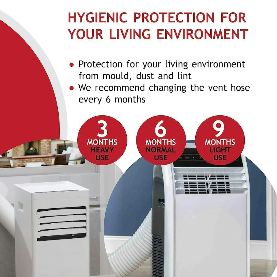 image 1 of SPARES2GO Hose Pipe PVC Duct Extension Kit compatible with Black + Decker Air Conditioner (6m, 5") | White