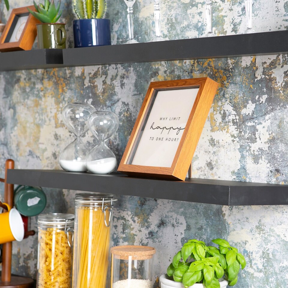 image 1 of Harbour Housewares Modern Floating Wall Shelves - 80cm - Black - Pack of 6