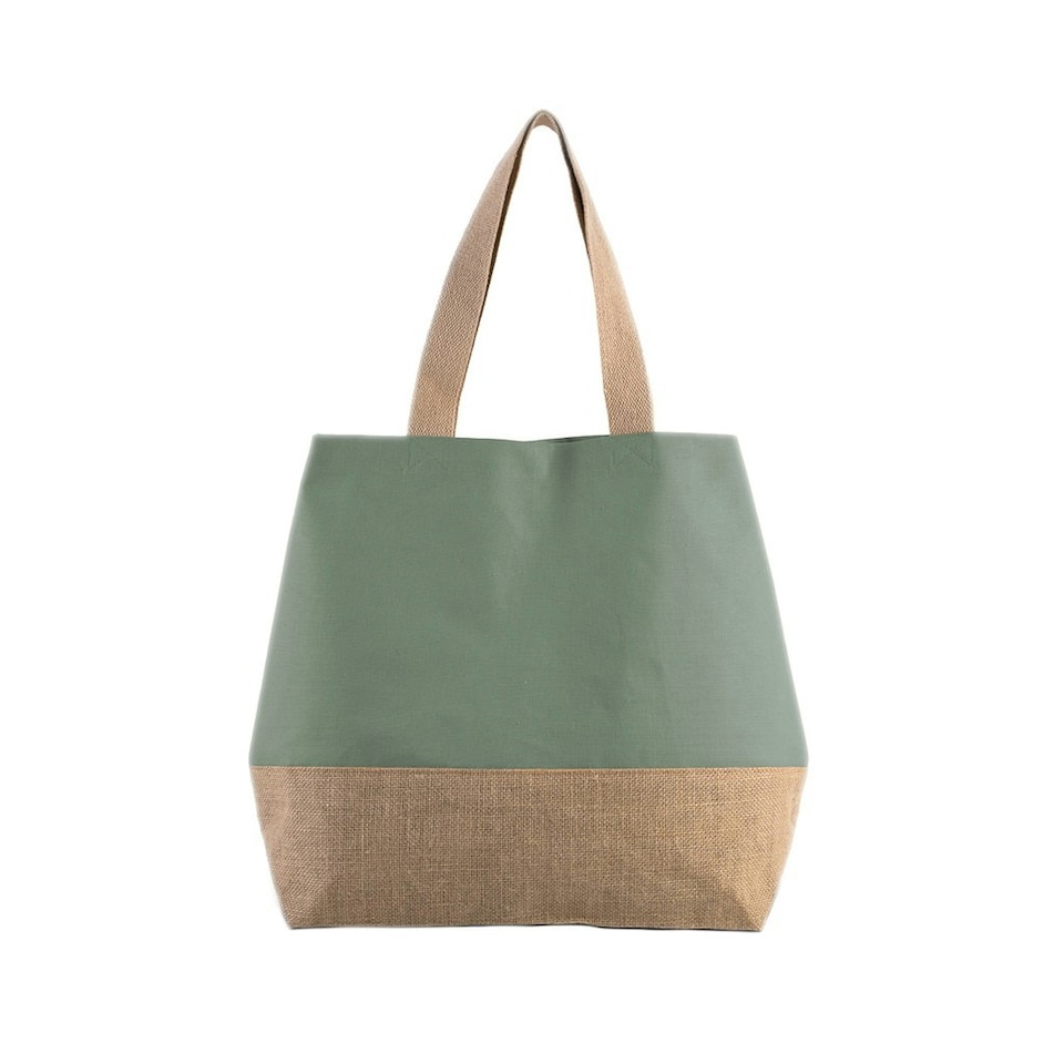 Kimood Canvas And Jute Shopper Bag - Dusty Light Green/Natural - One Size Green