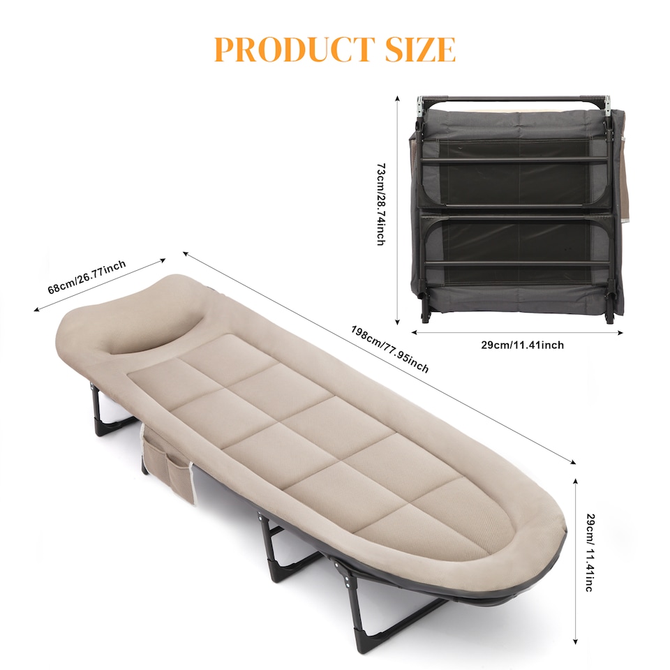 image 1 of Foldable Camping Bed with Adjustable Head Rest