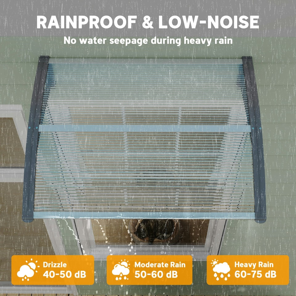 image 1 of Outsunny Door Canopy Awning Outdoor Window Rain Shelter for Door 100 x 75cm Clear | Clear