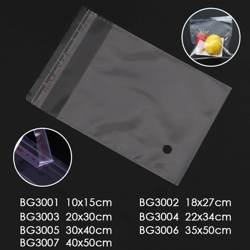 image 1 of Pack of 100 Clear OPP Bags 30 x 40cm with Self-Adhesive Strip