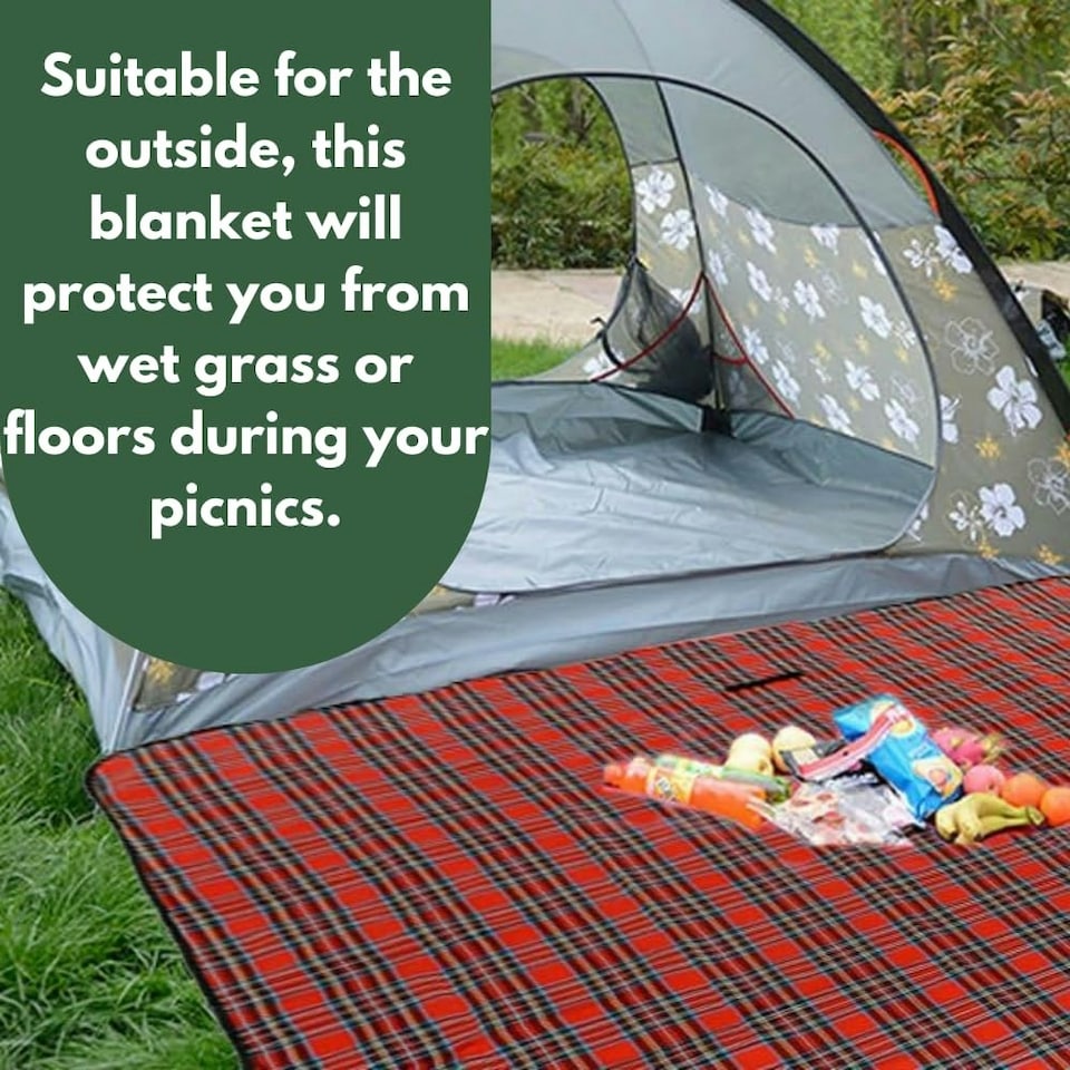 image 1 of Marco Paul Red Chequered Picnic Blanket 170cm Red