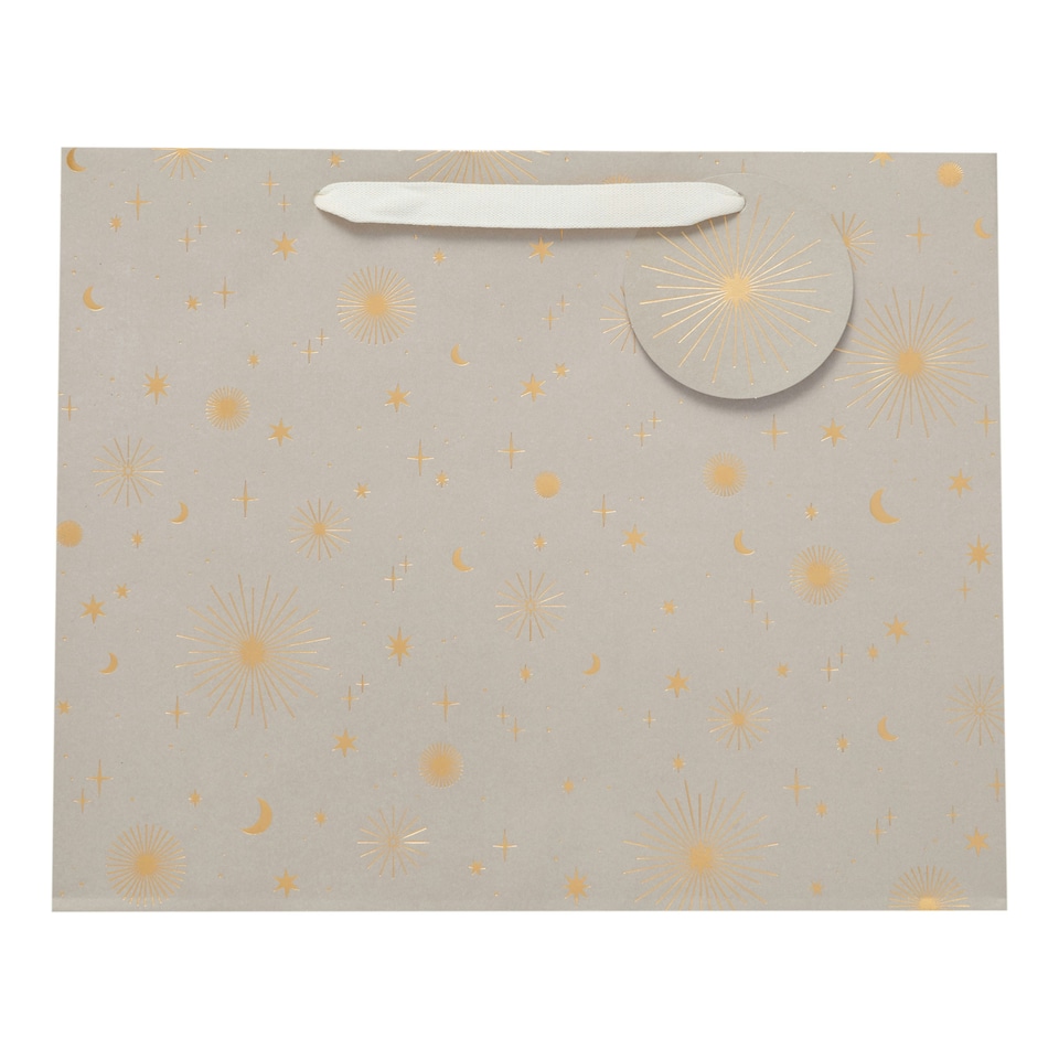 image 1 of Multipack of 3 Large Gift Bags | Party Bags for Presents | Birthdays/Wedding | For Him/Her/Friend | Starburst Design Silver