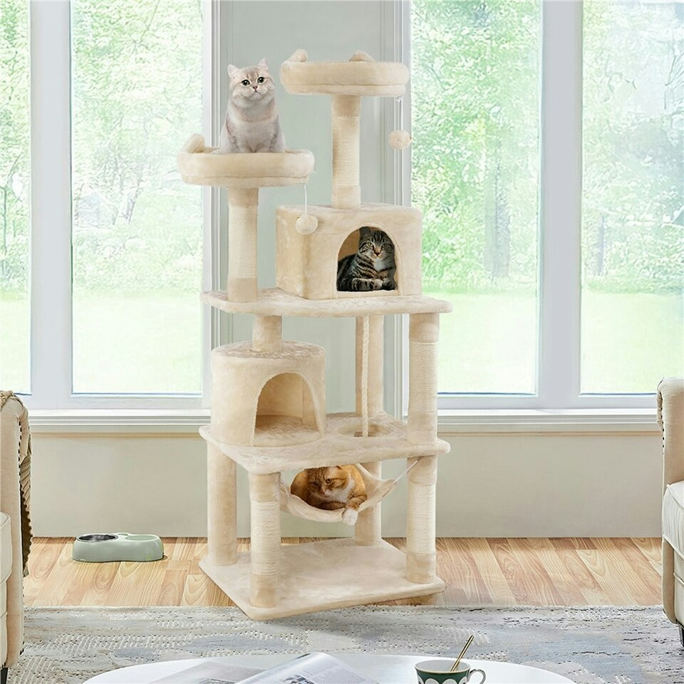 image 1 of Yaheetech 158 cm Multi Level Cat Tree with Condos Beige