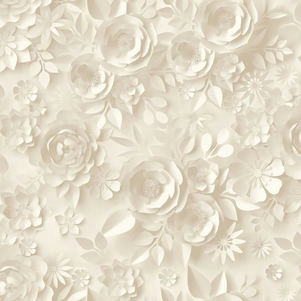 image 1 of Muriva My Kingdom Flowers Textured Wallpaper - Cream - 10m x 53cm Cream