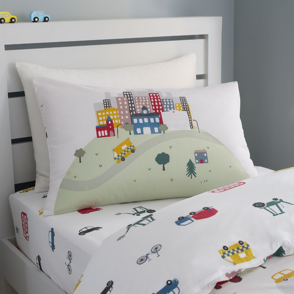 image 1 of Transport Cotton Reversible Duvet Cover Set | White
