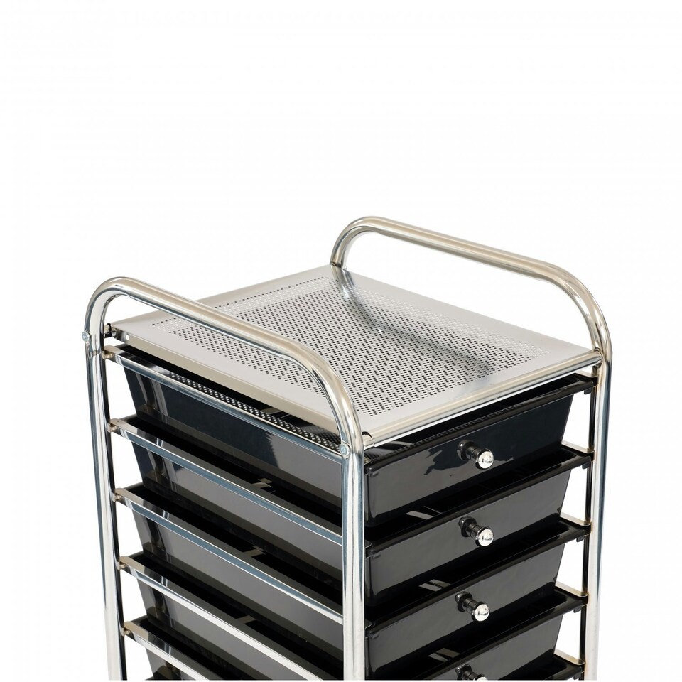 image 1 of Oypla 10 Drawer Storage Mobile Makeup Salon Trolley Portable Storage Organiser Black