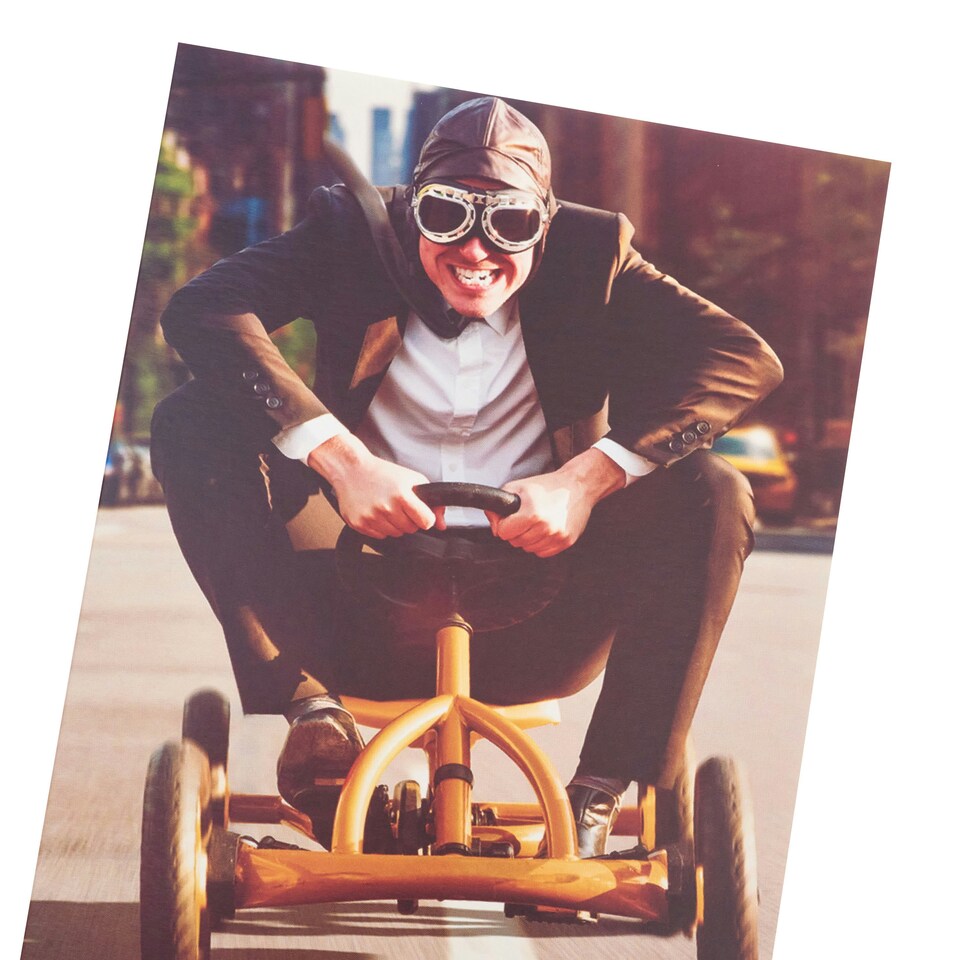 image 1 of Humour Birthday Card - Man On A Pedal Cart