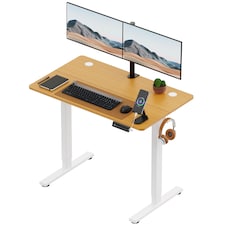 Vonhaus Light Wood Maple Effect Electric Standing Desk 100x60cm