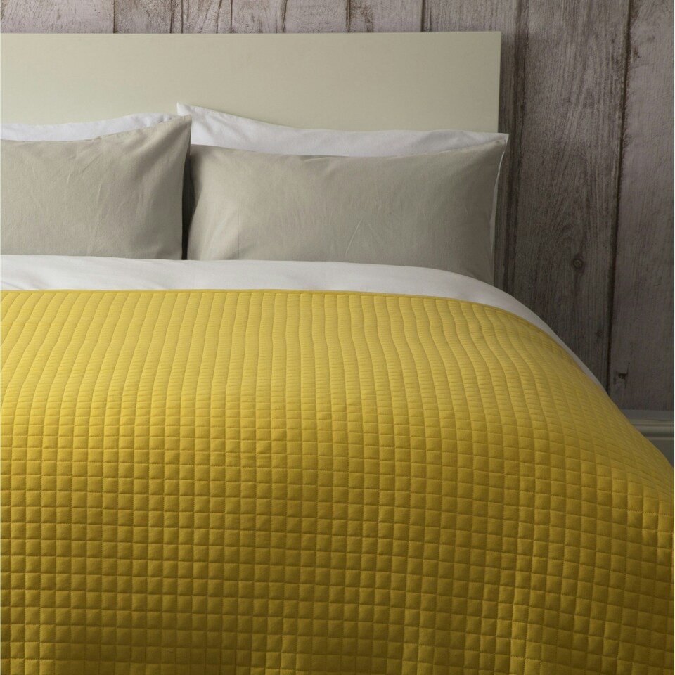 image 1 of Belledorm Crompton Quilted Throw - Saffron Yellow - One Size