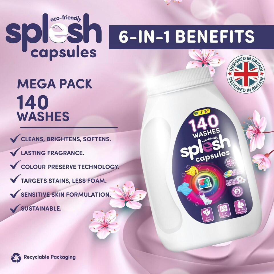 image 1 of Splesh Cleaning Bundle of 3-in-1 Dishwasher 150 Capsules & Laundry 140 Capsules
