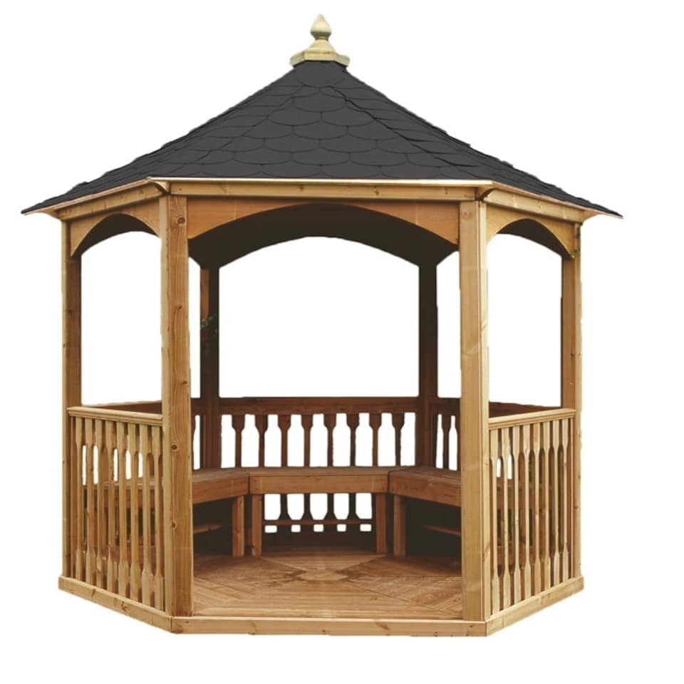 image 1 of Brompton Large Tiled Gazebo - Pressure Treated Timber - L280 x W280 x H310 cm