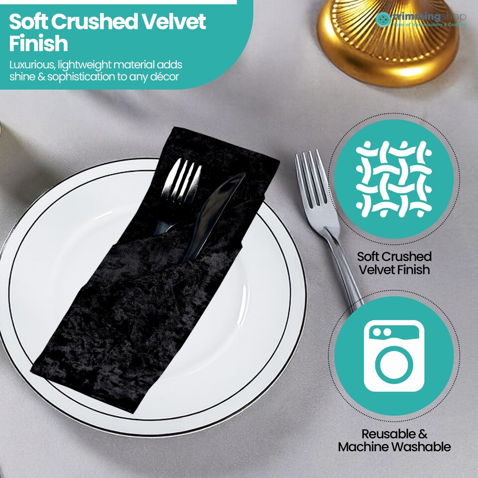 image 1 of Square Crushed Velvet Napkins, Cloth with Hemmed Edges Napkins - 20 Inch