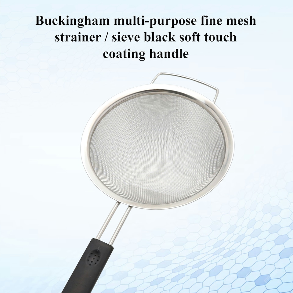 image 1 of Buckingham Stainless Steel Fine Mesh Sieve Strainer 20 cm Soft Touch Handle