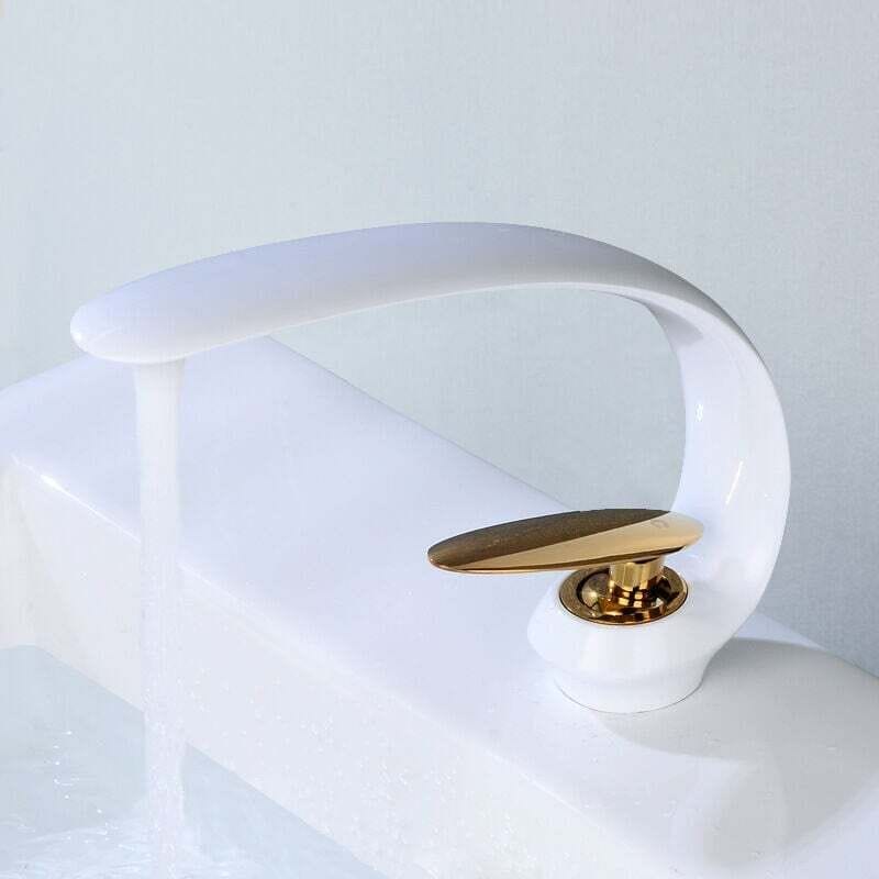 Bathroom sink faucets brasswhite gold sink mixer tap single hole vanity lavatory art sink faucet