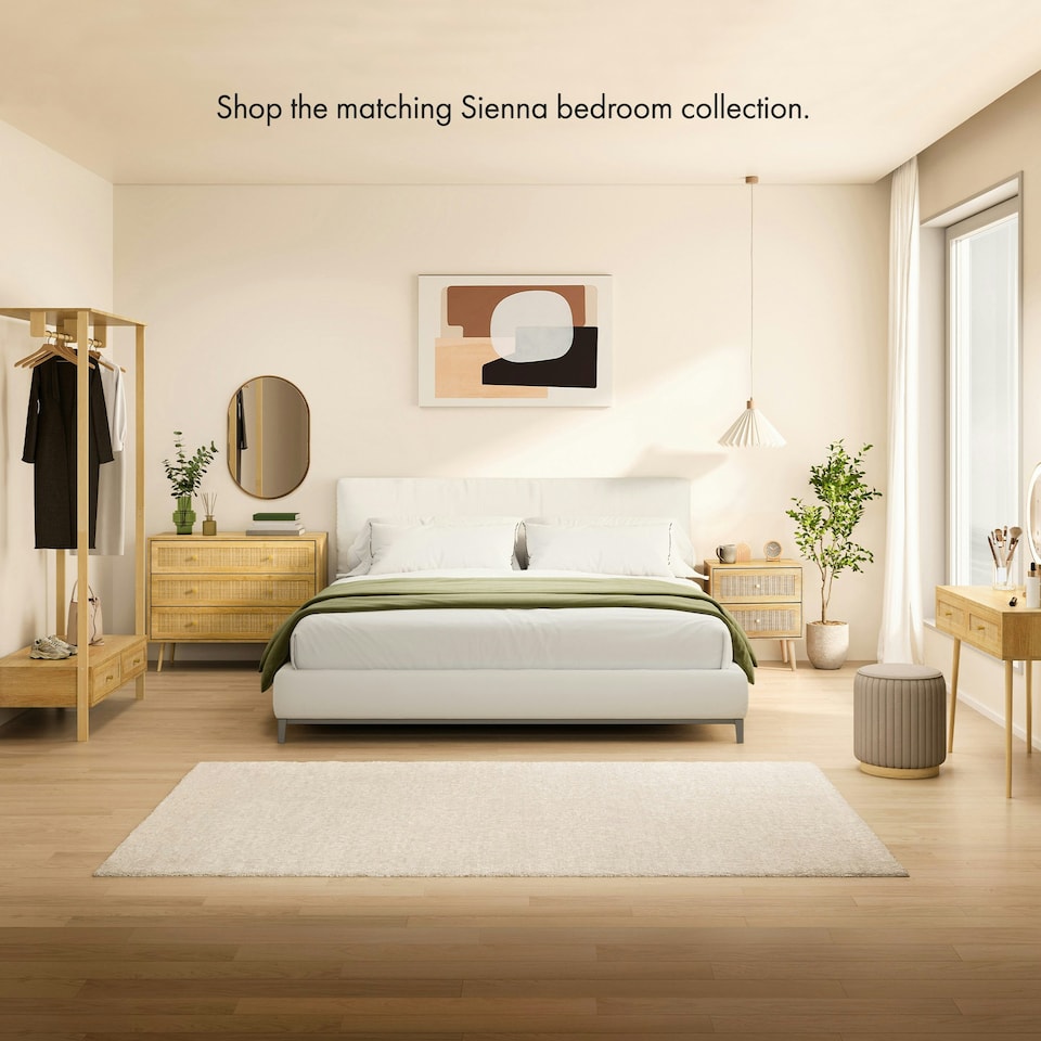 image 1 of VonHaus Rattan Dressing Table with 2 Drawers