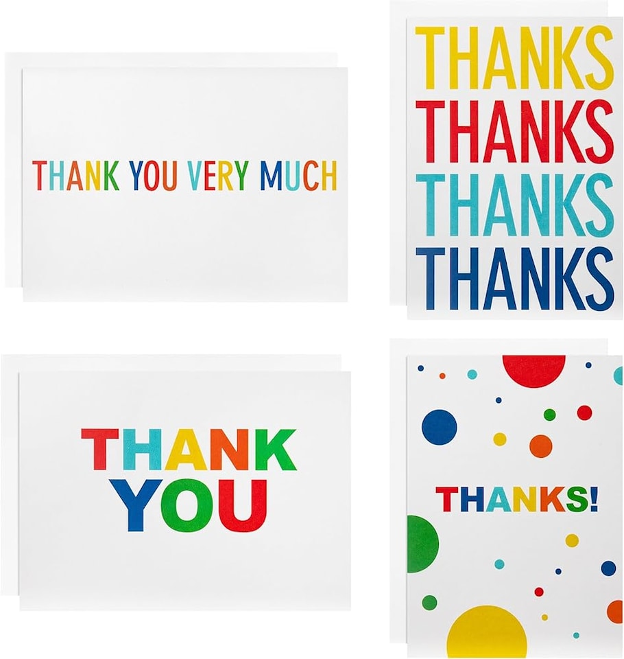 image 1 of Colouring Lettering Design Pack of 48 in 4 Designs Thank You Cards