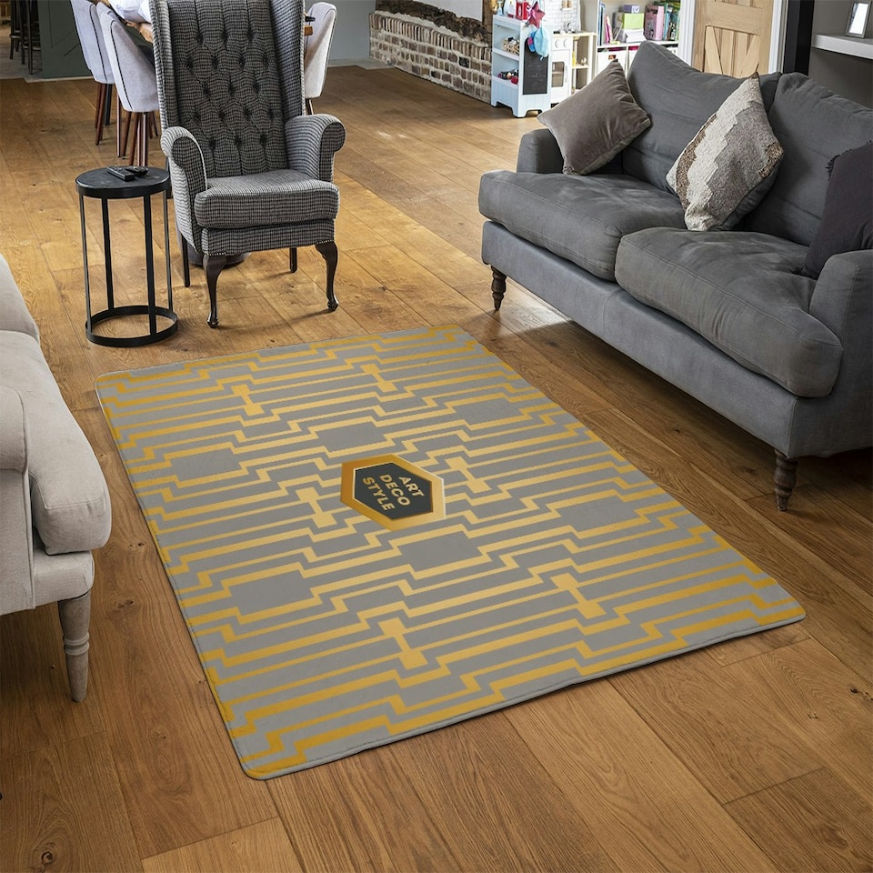 image 1 of Art Deco Style (Rug) Gold | XL: 160x230cm