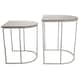image 1 of Gr8 Home Nest of 2 Coffee Table White Metal Wooden Woodgrain Side Tables Set Living Room