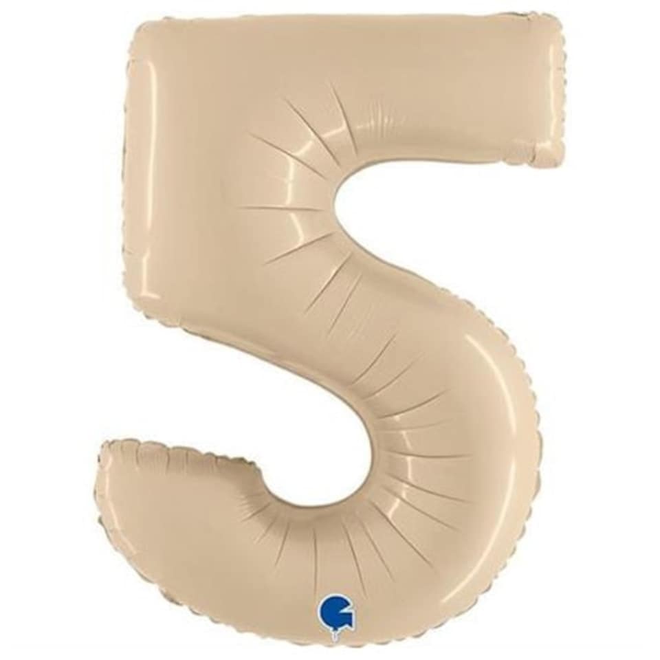 Satin Cream Number 5 Helium Foil Giant Balloon 102cm / 40 in
