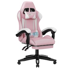 Rattantree Ergonomic Gaming Chair Massage Lumbar Footrest Leather Swivel 150 Kg Capacity