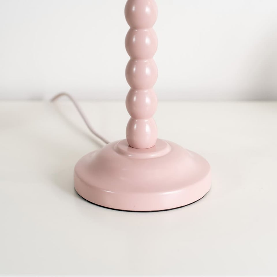 image 1 of ValueLights Bobbles Rose Pink Table Lamp Green Arrow Pleat Shade | Pink