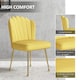 image 4 of HOMCOM Shell Luxe Velvet Accent Chair with Gold-tone Metal Legs, Modern Vanity Chair for Living Room, Bedroom, Home Office, Yellow