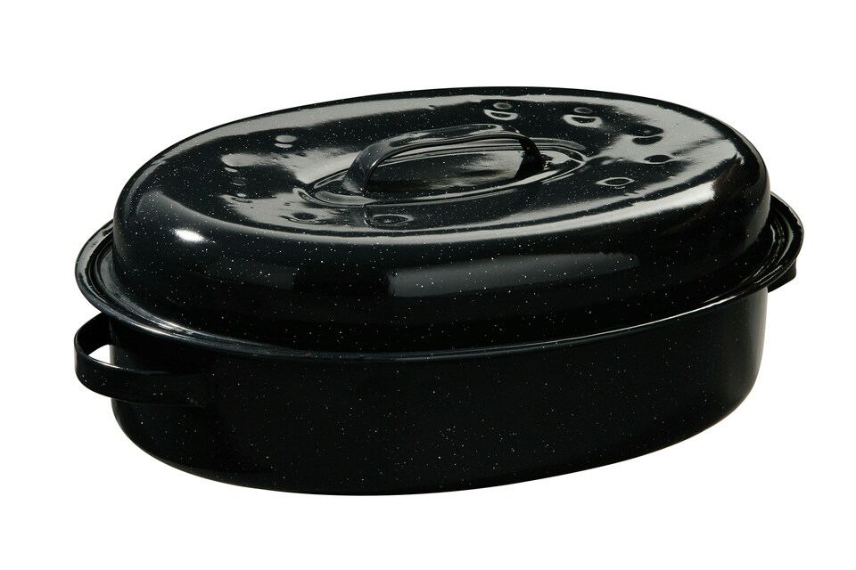 image 1 of Carvara Black Enamel Large Casserole Dish | Grey