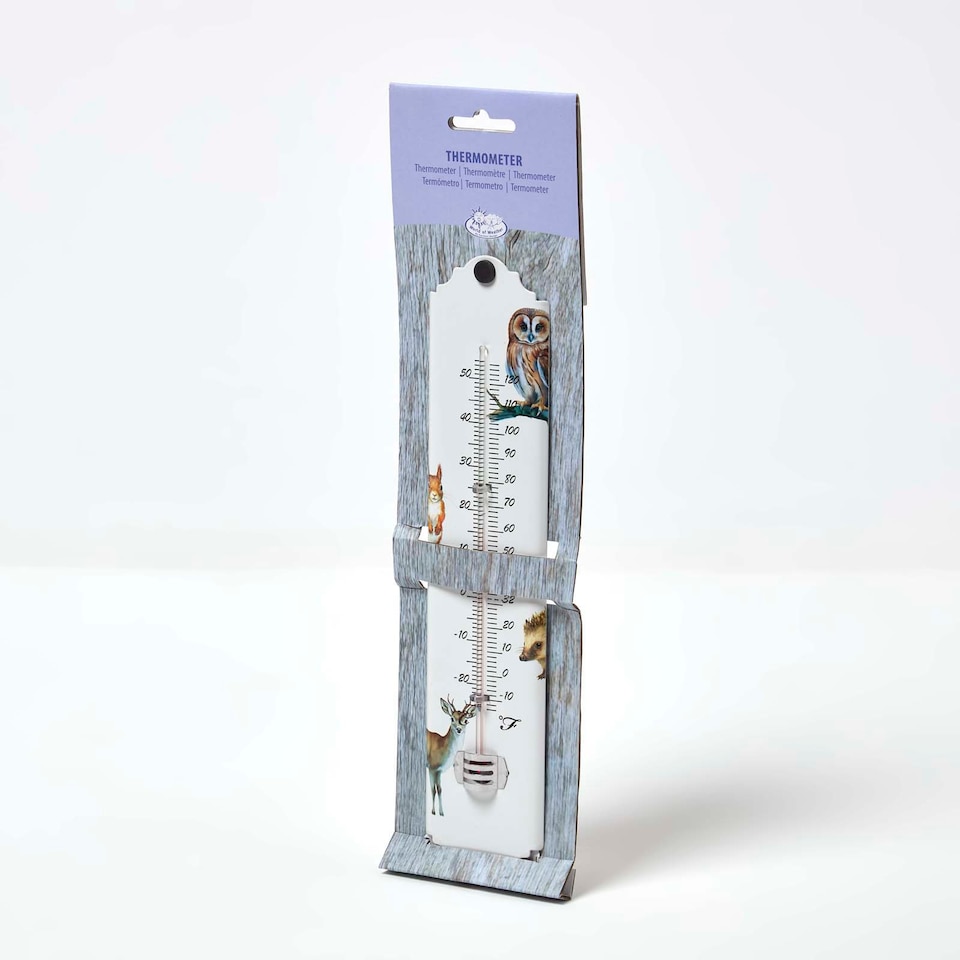 image 1 of Homescapes Outdoor Thermometer with Woodland Animal Design