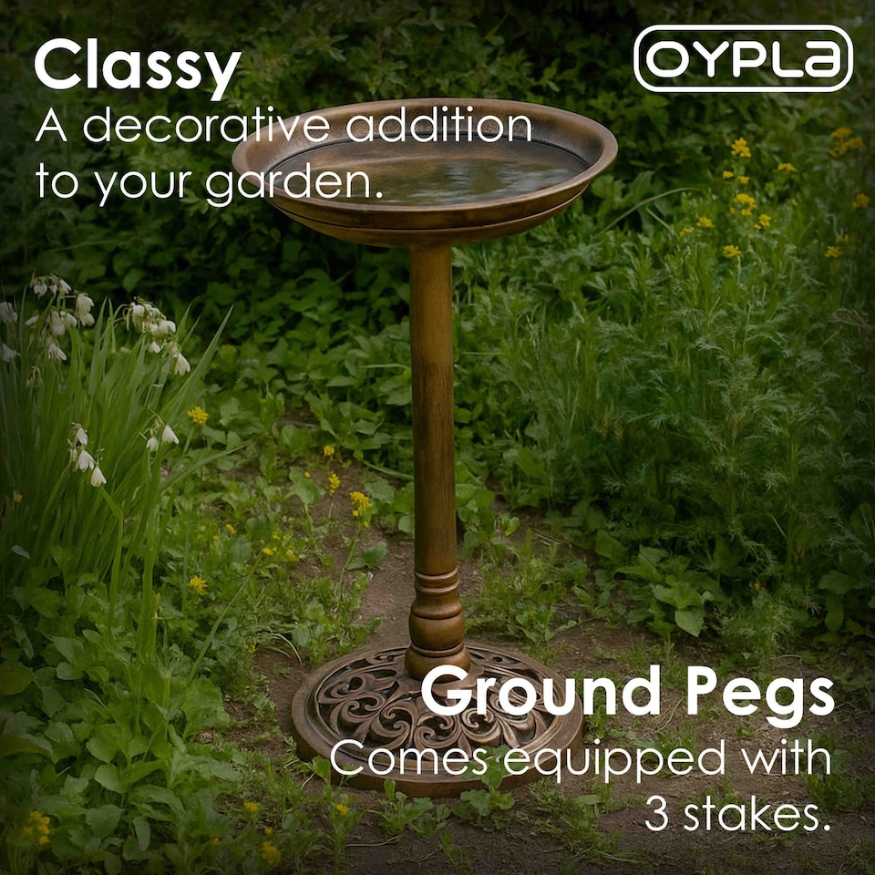 image 1 of Traditional Ornamental Pedestal Garden Water Bird Bath (Bronze)