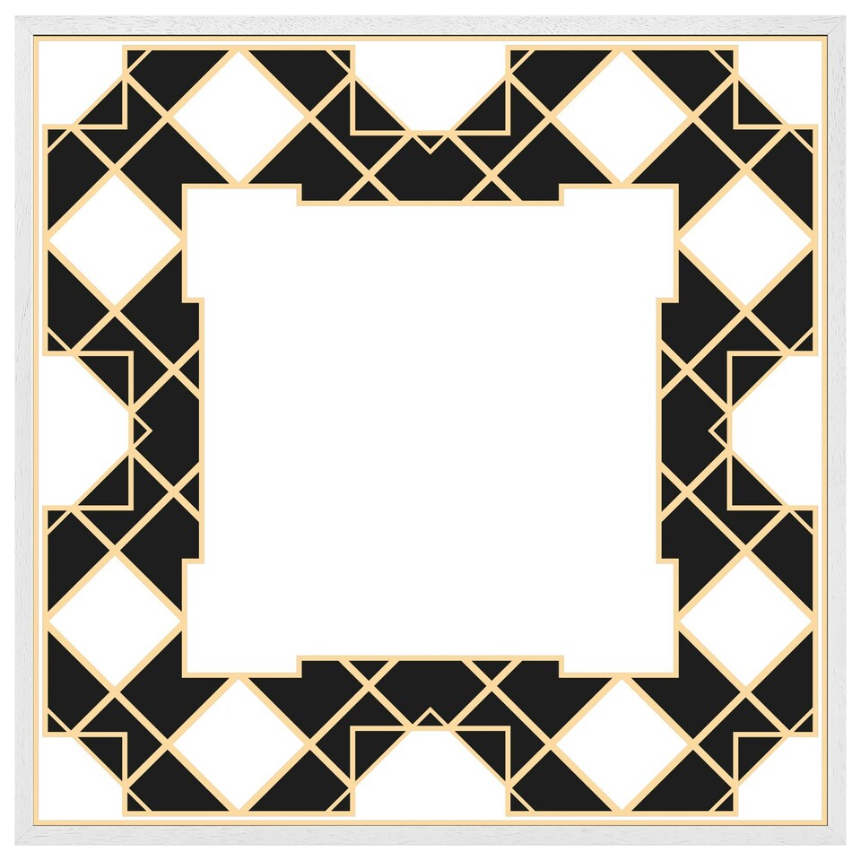 image 1 of Art dco diamond border (Picture Frame) White | S