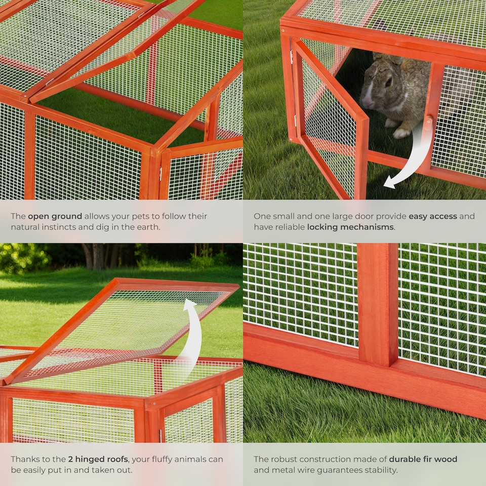 image 1 of Rabbit Run Mandy - wooden, with 2 roof openings, 2 doors, 181 x 90 x 48 cm | Brown | brown | 181 x 90 x 48 cm | 1