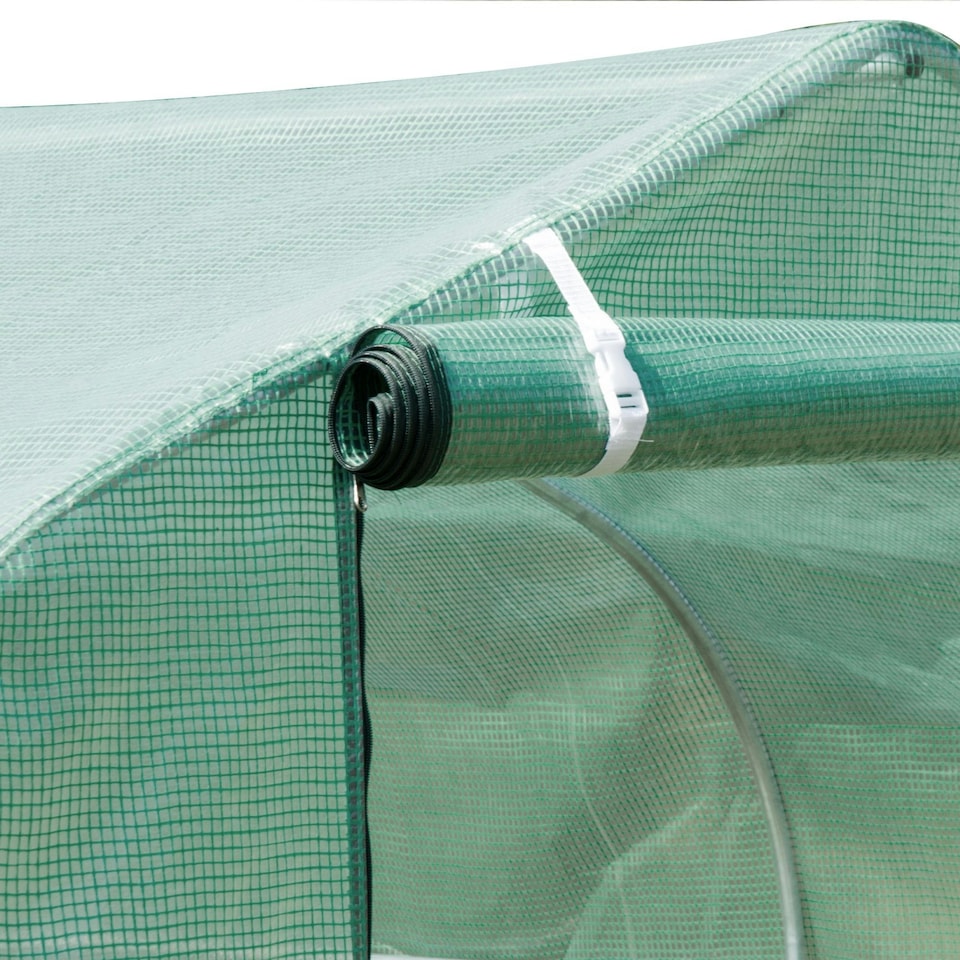 image 1 of Outsunny Polytunnel Walk-in Garden Greenhouse with Zip Door and Windows 3 x 2M