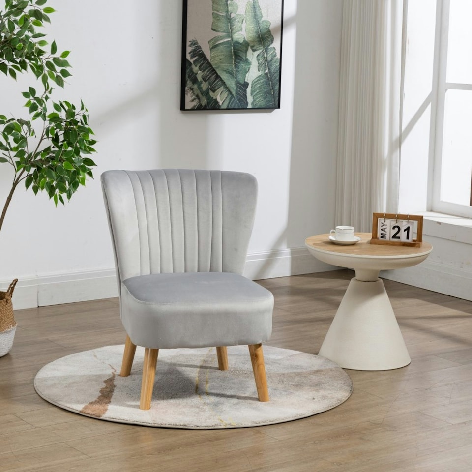 image 1 of Arezza Velvet Accent Chair - Silver