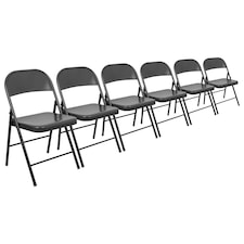 Harbour Housewares Metal Folding Chairs - Matt Black - Pack of 6