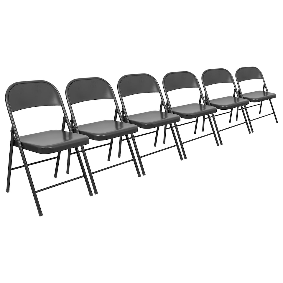 image 1 of Harbour Housewares Metal Folding Chairs - Matt Black - Pack of 6
