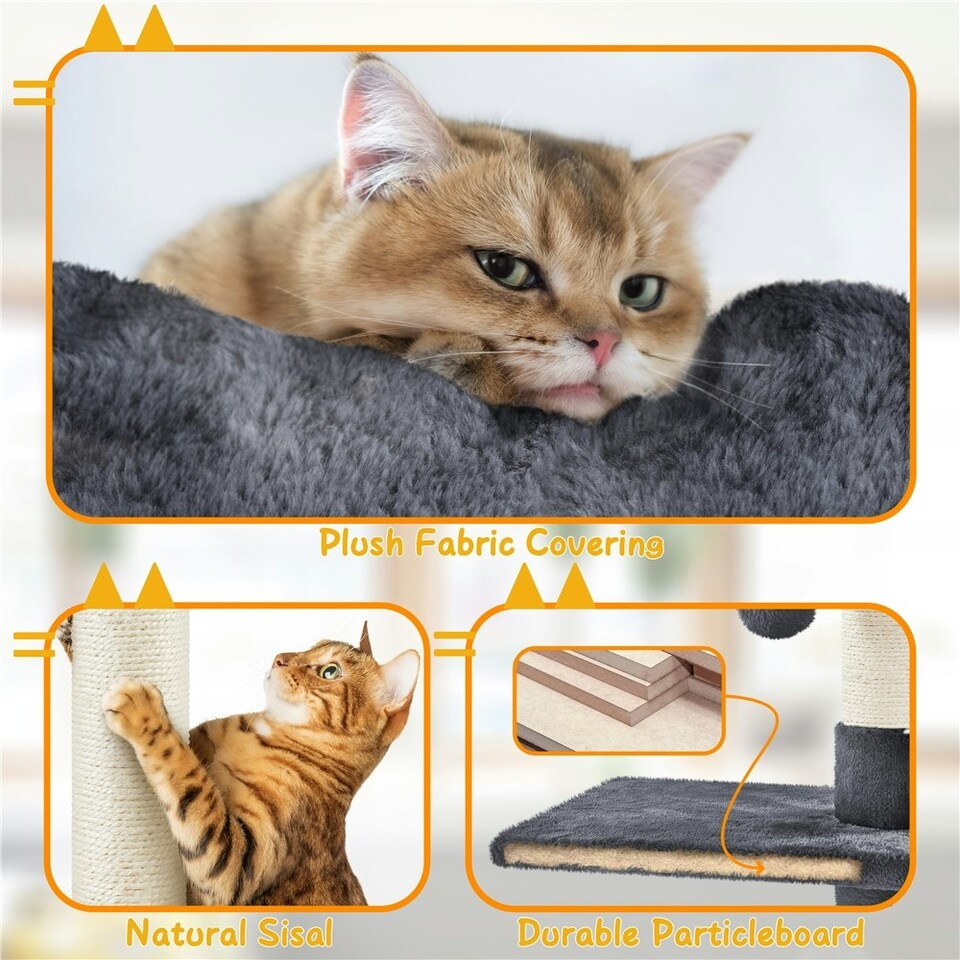 image 1 of Yaheetech Floor-to-Ceiling Cat Tree Dark Grey