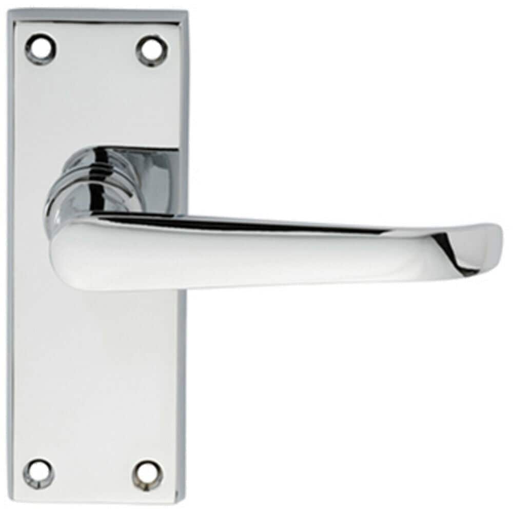 Loops PAIR Straight Victorian Handle on Latch Backplate 150 x 42mm Polished Chrome
