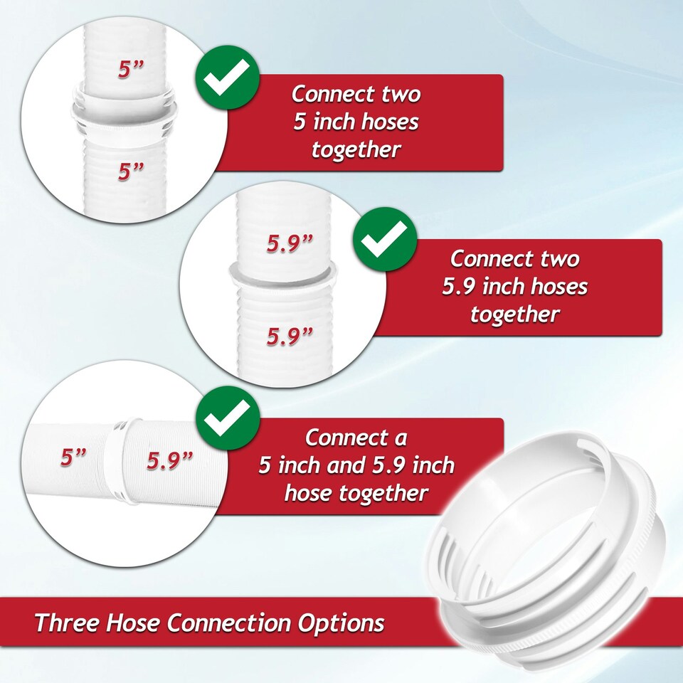 image 1 of SPARES2GO Air Con Vent Hose 6 Metre 5" 5.9" Duct Pipe Extension Threaded Coupler Connector Ring Kit White