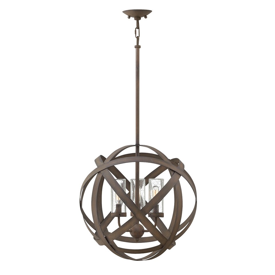 image 1 of Carson 3 Light Outdoor Ceiling Pendant Light Iron IP44, E14