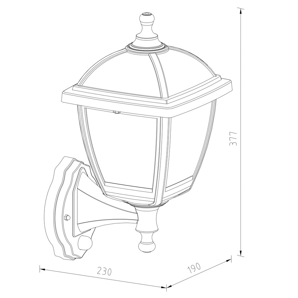 image 1 of CGC MYRA Large Black Outdoor Wall Lantern Light with PIR Motion Sensor, Clear Diffuser, IP44, Polycarbonate Coastal Style.