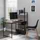 image 1 of HOMCOM Reversible Computer Desk with Storage Shelves on Left or Right, Industrial Reversible Writing Desk for Home Office, Study, Easy Assembly, 120 x 64 x 121cm, Rustic Brown and Black