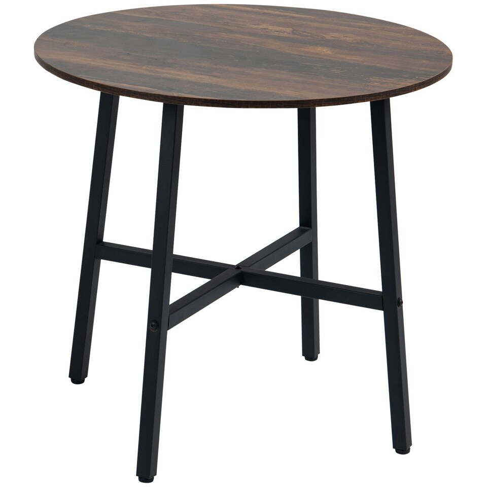 image 1 of HOMCOM 80cm Round Kitchen Table, Dining Table for Small Spaces, Steel Leg