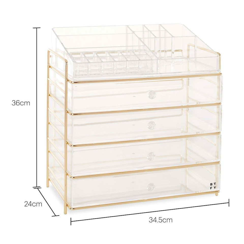 image 1 of Beautify 5 Tier Acrylic Makeup Storage with Champagne Frame