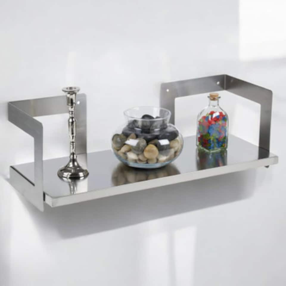 image 1 of Stainless Steel Wall Shelf with Double Metal Brackets - 60x23.5cm | Grey | 3
