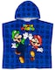 image 1 of Super Mario Kids Towel Poncho | Blue Mario Brothers Game Hooded Bath Towel For Boys | Luigi & Mario With Graphic All Over Print Beach Robe | Cosy Bathing Merchandise Gift for Children & Teens